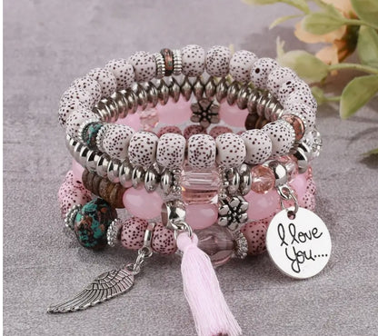 I LOVE YOU BEAD BRACELET SET