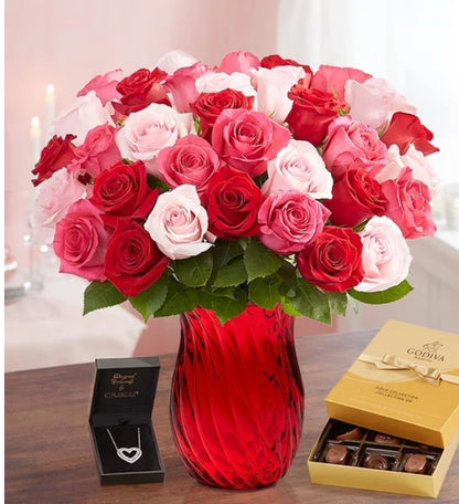 Deluxe Enchanted Rose Medley Bouquet, 36 Stems